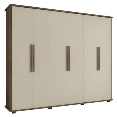 Guarda-roupa Casal 6 Portas 4 Gavetas Freijó Com Off White Canadá - Rv Móveis