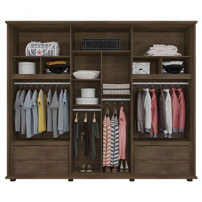 Guarda-roupa Casal 6 Portas 4 Gavetas Freijó Com Off White Canadá - Rv Móveis