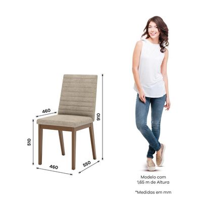 Conjunto 2 Cadeiras Elena Para Mesa De Jantar Nature Com Creme