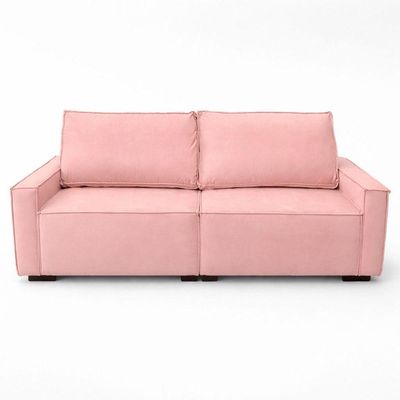 Sofá 3 Lugares Moderno Contemporâneo Sala Recepção Suede Rosa