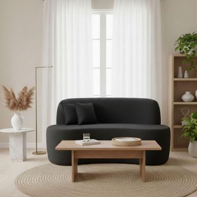 Sofá Minimalista Orgânico 2 Lugares Sala Bouclé Preto