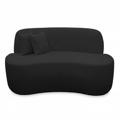 Sofá Minimalista Orgânico 2 Lugares Sala Bouclé Preto