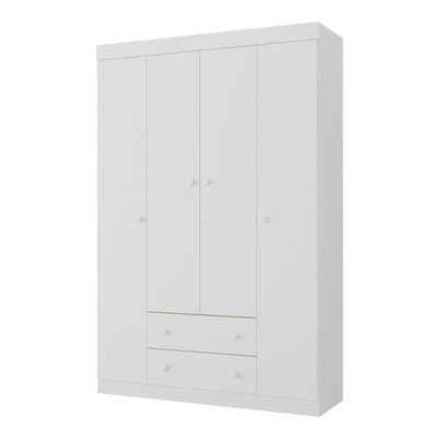Guarda-roupa Infantil 122cm 4 Portas E 2 Gavetas Encanto Multimóveis Mp4448 Branco Branco