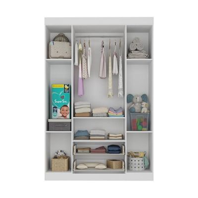 Guarda-roupa Infantil 122cm 4 Portas E 2 Gavetas Encanto Multimóveis Mp4448 Branco Branco