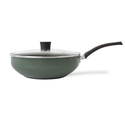 Frigideira Wok Ekó 28cm com Tampa de Vidro Antiaderente 4,3L Multiflon Verde