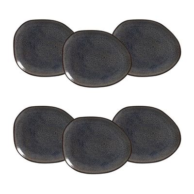 Conjunto de Pratos Rasos Ovais Orgânico Titanium 31cm 6 Peças Porto Brasil n/a