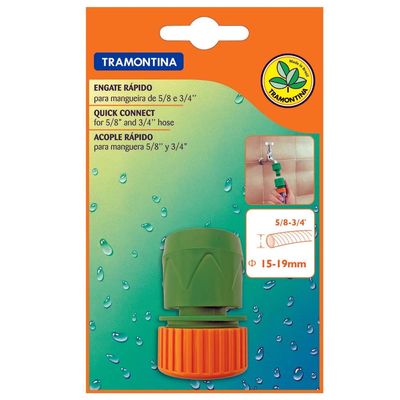 Engate Rápido para Mangueira de 5/8 e 3/4Tramontina Laranja com Verde