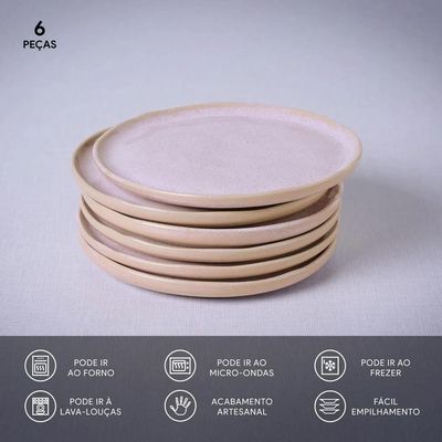 Conjunto de Pratos para Pão Bio Litchi 6 Peças Porto Brasil n/a