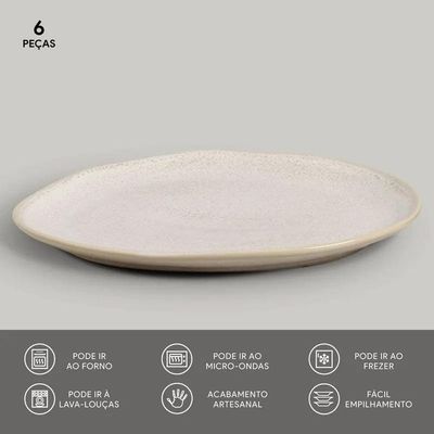 Conjunto de Pratos Oval Orgânico 31cm 6 Peças Porto Brasil n/a