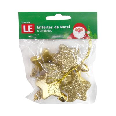 Enfeite Natal Le Estrela com 8 Unidades Dourado