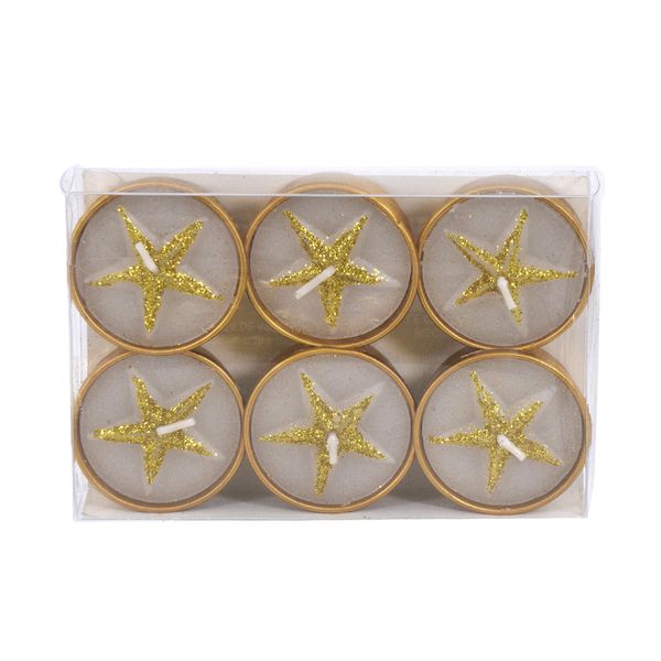 Vela Natal Le Cilindrica 4cm com 6 Unidades Dourada