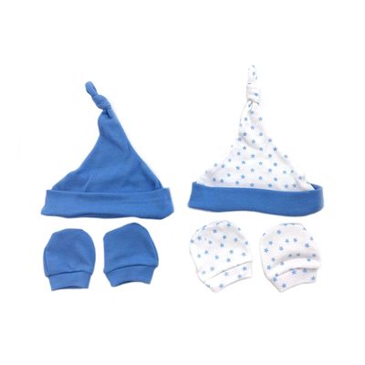 kit Touca e Luva Le Baby Azul com 4 Unidades