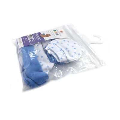 kit Touca e Luva Le Baby Azul com 4 Unidades