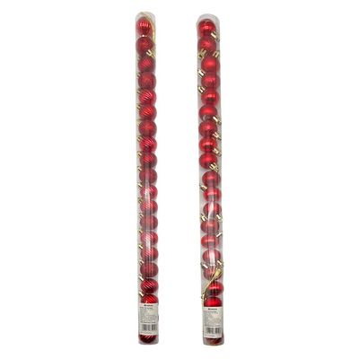 Tubo Com 20 Bolas De Natal Vermelhas De 2,5cm Cazza Cv244408