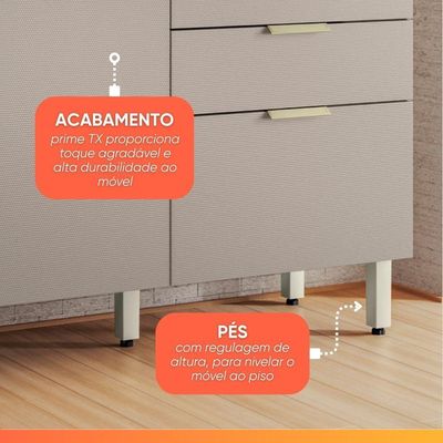 Balcão De Cozinha 1,20m 2 Portas 2 Gavetas Alba Madeirado / Nude