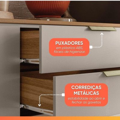Balcão De Cozinha 1,20m 2 Portas 2 Gavetas Alba Madeirado / Nude