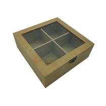 Caixa Mdf Le com 4 Divisórias com Tampa Acrílica 18x18x6.5cm