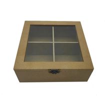 Caixa Mdf Le com 4 Divisórias com Tampa Acrílica 18x18x6.5cm