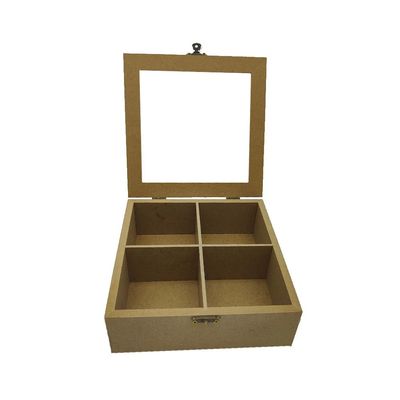 Caixa Mdf Le com 4 Divisórias com Tampa Acrílica 18x18x6.5cm