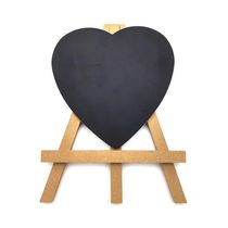 Quadro Negro Coração com Suporte Mdf 15x20cm Preto
