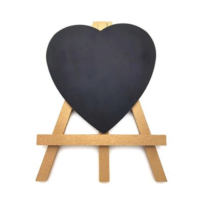 Quadro Negro Coração com Suporte Mdf 15x20cm Preto