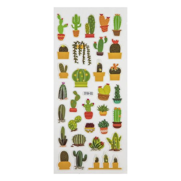 Cartela de Adesivo Le Papel 11x30cm Cactos Modelos Diversos - Item Sortido Cartela de Adesivo Le Papel 11x30cm Cactos Modelos Diversos - Item Sortido