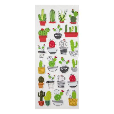 Cartela de Adesivo Le Papel 11x30cm Cactos Modelos Diversos - Item Sortido