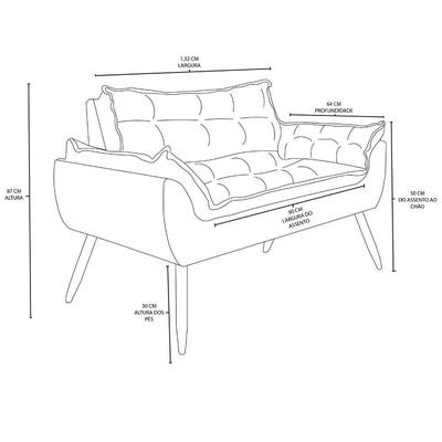 Sofá Opala Namoradeira Para Sala ? Balaqui Decor Cor:bege