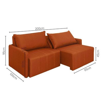 Sofá Cama Montana Retrátil E Reclinável 3 Lugares Sofatec Terracota