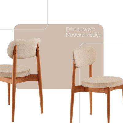 Sala De Jantar Mesa Ballare 120cm Tampo Redondo 4 Cadeiras Milano/imbuia Nat/cinam. Imbuia