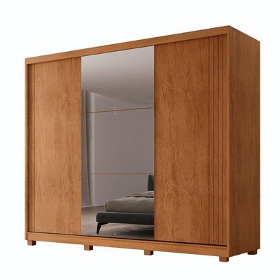 Guarda Roupa Casal Connor Mdf 3 Portas 2 Gavetas Com Espelho Naturalle