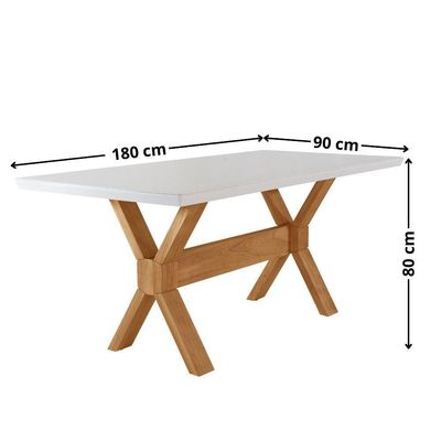Mesa Para Sala De Jantar Star 180cm Tampo Canto Moeda Vidro Cinamomo Imbua/ Laqueado Off