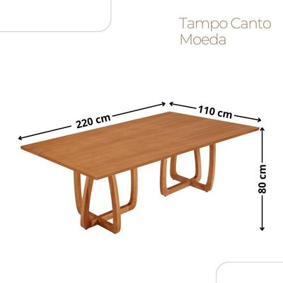 Mesa Para Sala De Jantar Flora Tampo Canto Moeda Laminado Cinamomo Imbuia
