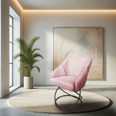 Kit 4 Poltronas Luxo Alana Suede Base Luxo Preto - Pallazio Cor Rosa Bebê