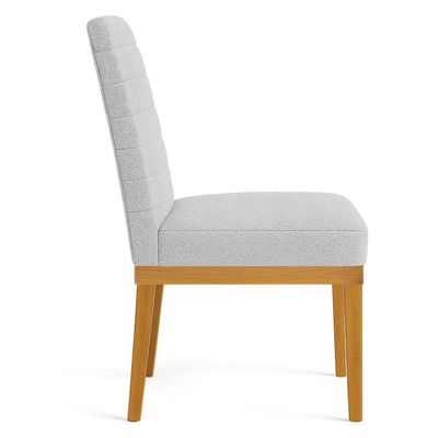 Kit 4 Cadeiras De Jantar Solana Boucle Base De Madeira - Pallazio Cor Cinza