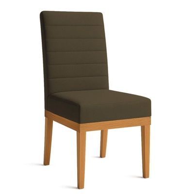 Kit 4 Cadeiras De Jantar Solana Linho Marrom Café Base De Madeira - Pallazio