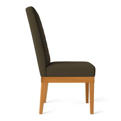 Kit 4 Cadeiras De Jantar Solana Linho Marrom Café Base De Madeira - Pallazio