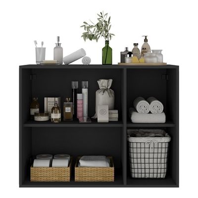Balcão Multiuso Organizador Para Banheiro 3 Portas 90cm Multimóveis Mp5039 Preto Preto