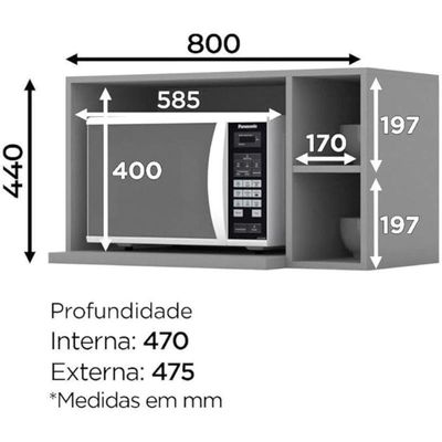 Armário Aéreo Para Microondas Americana Henn Cinza