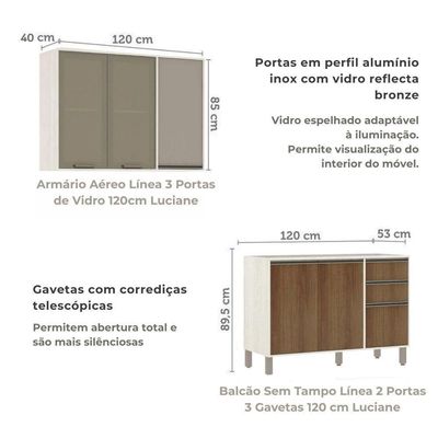 Cozinha Modulada 6 Peças Linea Luciane Patina/avela