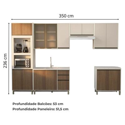 Cozinha Modulada 6 Peças Linea Luciane Patina/avela