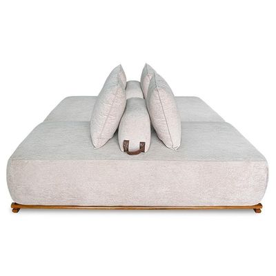 Sofá 4 Lugares Ilha 2 Módulos 160cm Viero S06 Boucle Bege - Mpozenato
