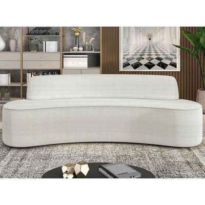 Sofá 5 Lugares Para Sala De Estar Living 300cm Koane D06 Bouclê Off White - Mpozenato