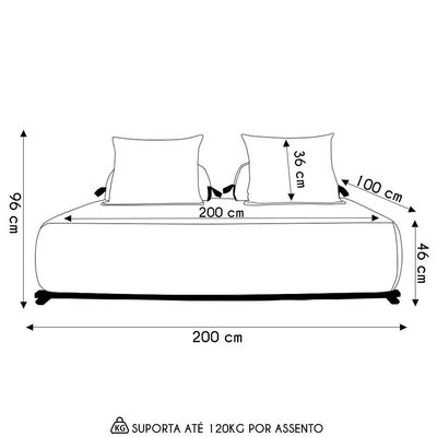 Sofá 6 Lugares Ilha 2 Módulos 200cm Viero S06 Boucle Branco - Mpozenato
