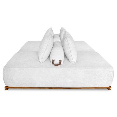 Sofá 6 Lugares Ilha 2 Módulos 200cm Viero S06 Boucle Branco - Mpozenato
