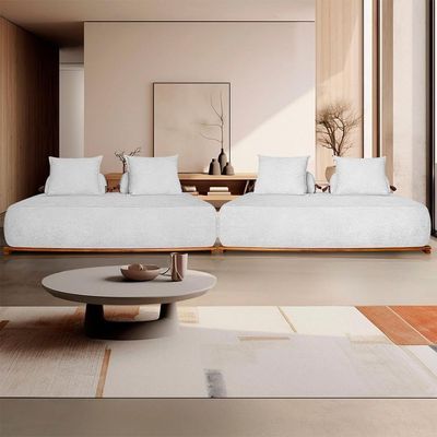 Sofá 6 Lugares Ilha 2 Módulos 200cm Viero S06 Boucle Branco - Mpozenato