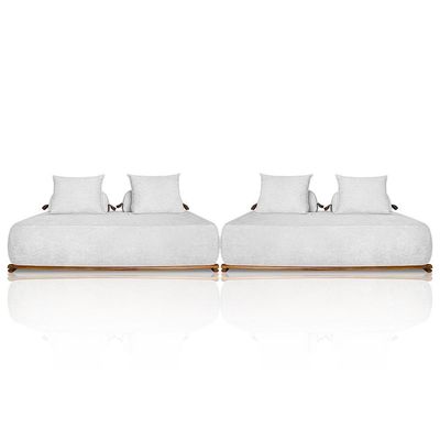 Sofá 6 Lugares Ilha 2 Módulos 200cm Viero S06 Boucle Branco - Mpozenato