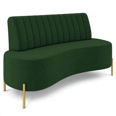 Sofá 2 Lugares 160cm Pés Aço Dourado Tamar Veludo Verde Z08 - Mpozenato