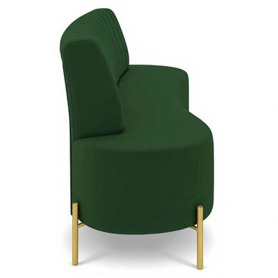 Sofá 2 Lugares 160cm Pés Aço Dourado Tamar Veludo Verde Z08 - Mpozenato