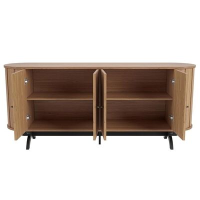 Balcão Buffet Pés Retrô 180cm 4 Portas Miles D01 Freijó/preto Fosco - Mpozenato